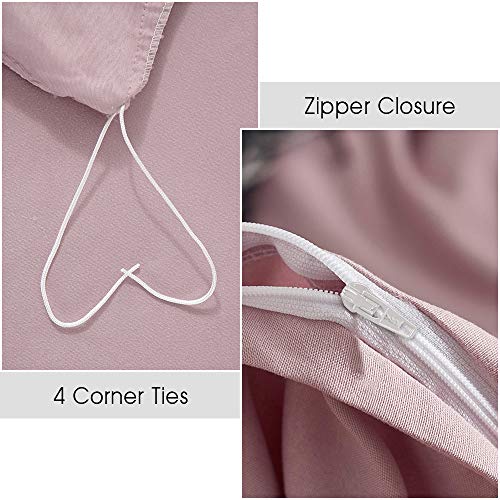 HYPREST Queen Duvet Cover Set - Microfiber Soft Comfortable Durable Ruffled Pink Blush Duvet Cover Bedding Set (Not Including Comforter) - Thumbnail 6