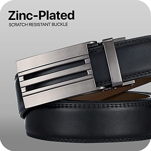 Image of Marino Avenue Ratchet Belt for Men. Adjustable Leather Dress Belt with 38 Easy to Click Into Place Ratchet Closures.
