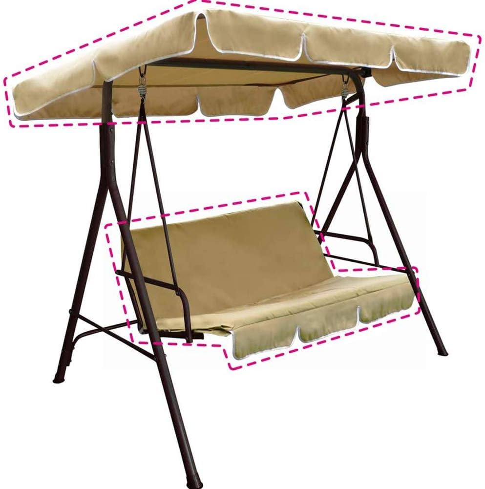 Copertura di Ricambio Altalena da Giardino, Parasole Baldacchino Impermeabile, Resistente Ai Raggi UV, Antipolvere, per Sedia da Giardino (Beige,190 * 132 * 15+150 * 50 * 10CM)