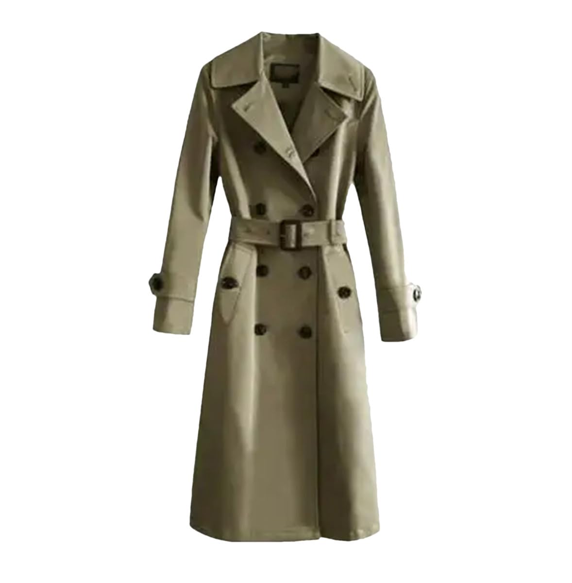 Generic Spring Coat Womens Trench Coat Long Fashion Double Breasted Slim Coat
