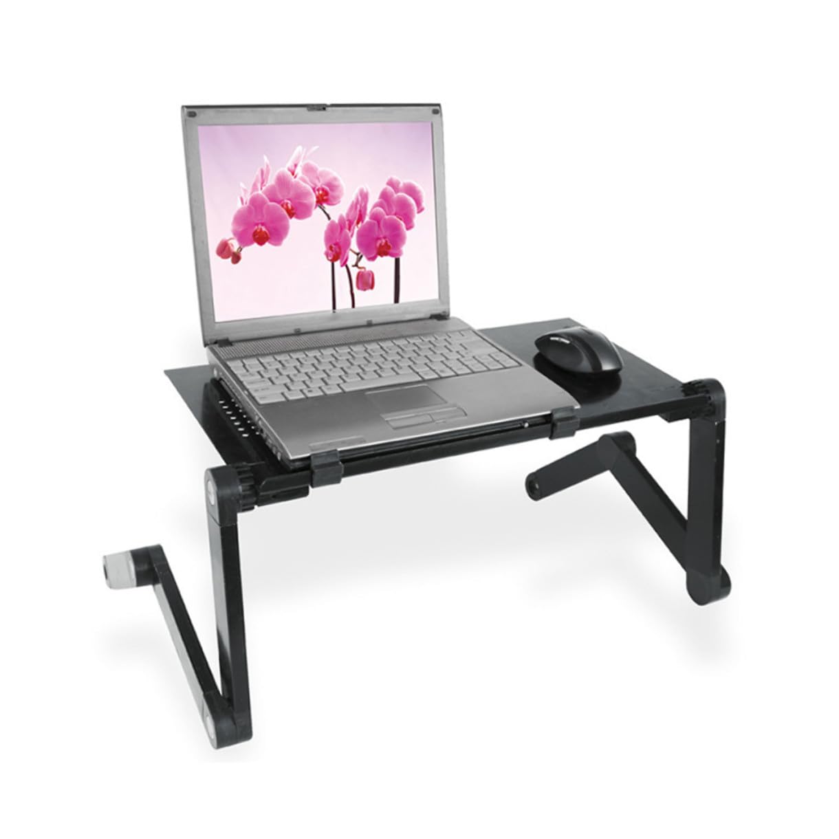 Lurrose Soporte Portátil para Portátil Negro con Ventilación, Plegable y Ajustable, con Tablero para Ratón, Mesa Ergonómica para Laptop y Tabletas, Uso Doméstico y Oficina