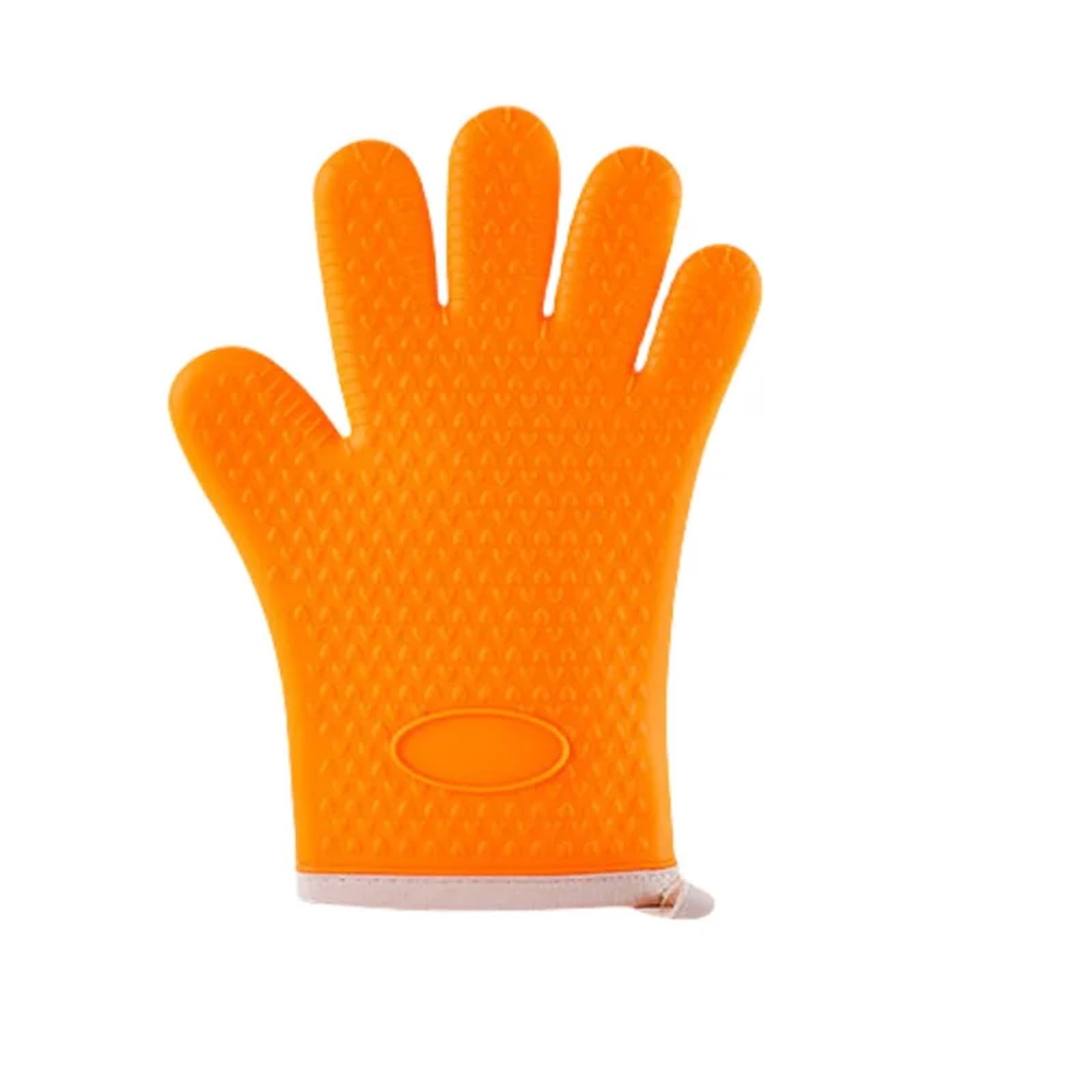 2Pcs Oven Mitts Bake Silicone Gloves Anti-scald Microwave Baking BBQ Anti Heat Resistant Potholder For Cooking & Baking(Orange)