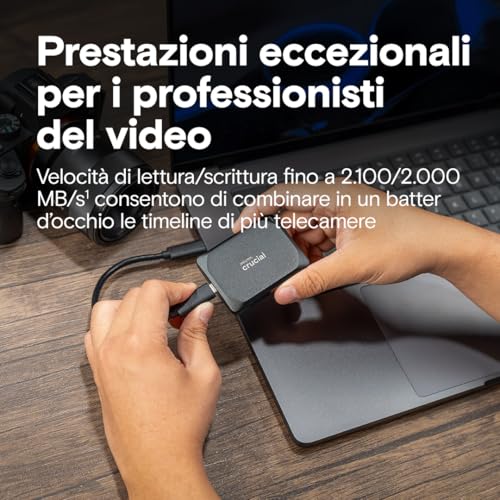 X10 Pro da 4TB SSD Esterno Portatile, Fino a 2100MB/s in Lettura e 2000MB/s in Scrittura, Hard disk esterno SSD, USB-C 3.2, PC e Mac, Resistenza ad Acqua e polvere - CT4000X10PROSSD902 - Hdd - Immagine 1