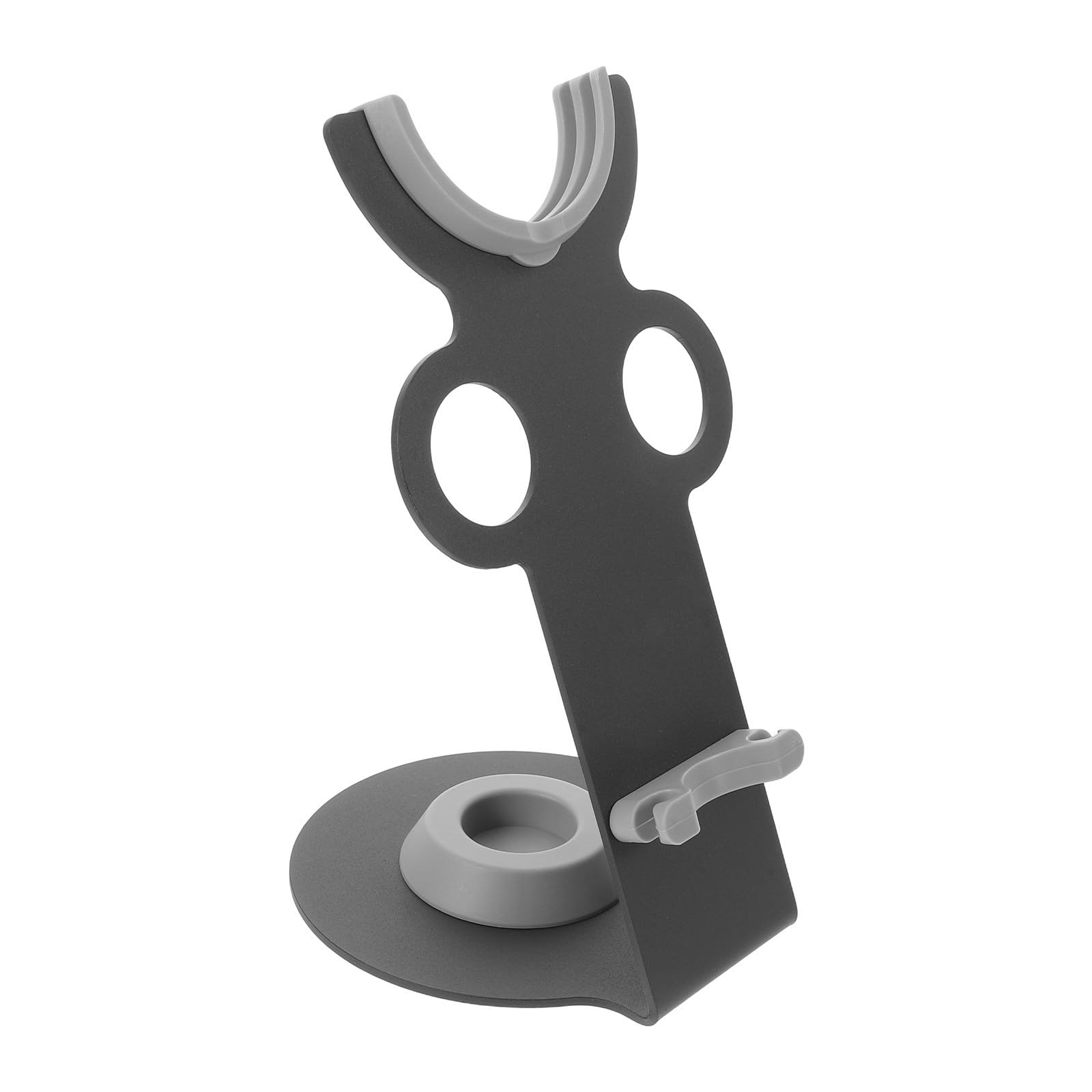 Soporte para Secador de Pelo de Escritorio Negro de Metal y Plástico | Organizador de Encimera para Baño y Tocador, Diseño Moderno, Mantenimiento Fácil, Ahorro de Espacio