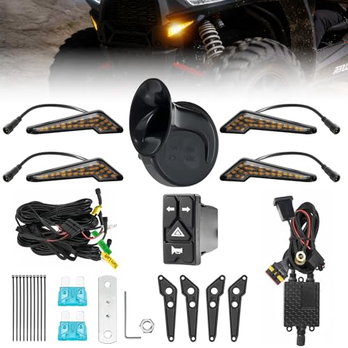 Blogole Pre-wired UTV Turn Signal with 2-in-1 Rocker Switch Kit Universal ATV Street Legal Kit with Horn/Blinker/Hazard Plug-and-play Compatible with Polaris RZR/Ranger Honda Pioneer/Talon SXS