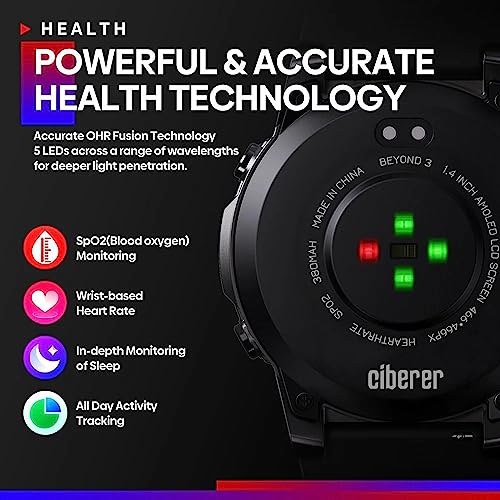Image of Beyond-3 with 1.43 Ultra HD AMOLED (466x466 px), Bluetooth Calling, 14 Days Battery (400 mAh), 300+ Watch Faces, 3ATM & IP69K Waterproof, Rugged Military Grade Smart Watch for Men (Black)