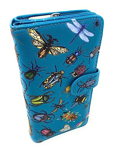 Shag Wear Insect Mania Large Spring Summer Wallet for Women and Teen Girls Vegan Faux Leather Teal 7