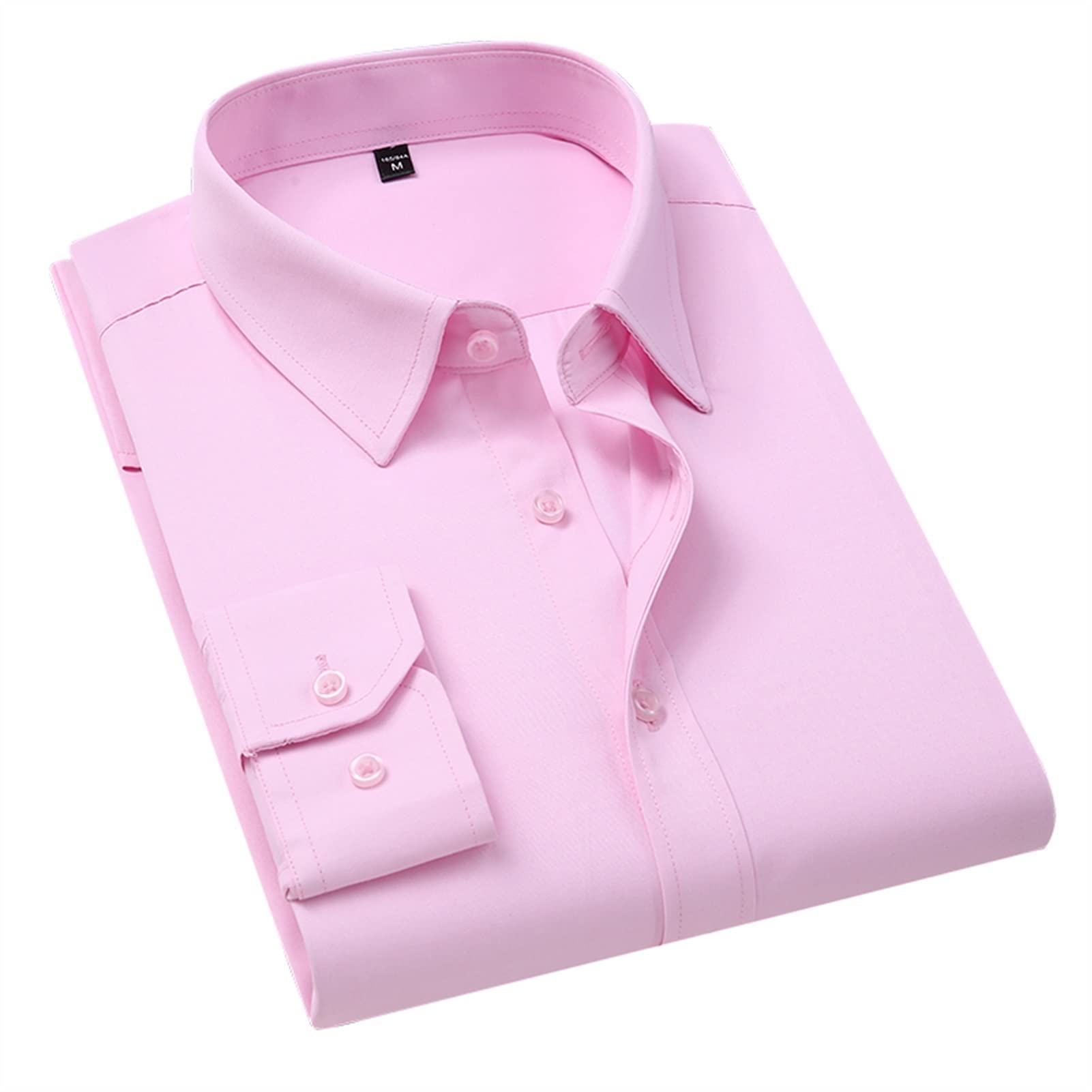 Camicia di business di colore solido da uomo Plus Size Casual Slim Abbigliamento maschio bianco Camicia a maniche lunghe for camicia da uomo a maniche lunghe (Color : Pink, Size :