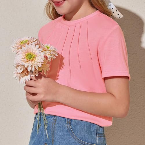 Youth Boys Girls Crewneck T Shirts Plain Breathable Loose Short Sleeve Tee Quick Dry Athletic Blouse Lightweight Overshirt4