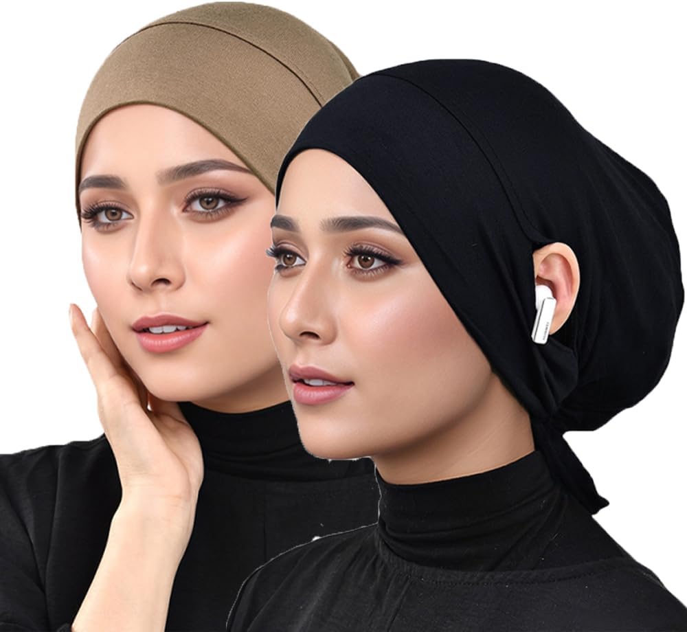 Hijab Undercaps Slouchy Beanies Cap Soft Hijab Caps Under Scarf for Women Muslim Jersey Inner Beain-Cap