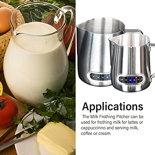 Anwangda Melkkan, RVS Handheld Stoomende Melk Opschuimende Werper Roestvrij, Vlekbestendig, Crash-Proof, Hittebestendige Melkopschuimer Pitcher voor Barista Cappuccino Espresso Making (Maat: 350ml) - Image 6