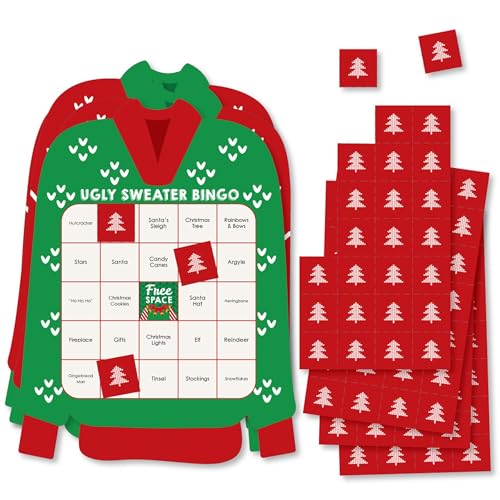 Ugly Sweater Bingo Cards - Holiday and Christmas Party Game - 18 Ct