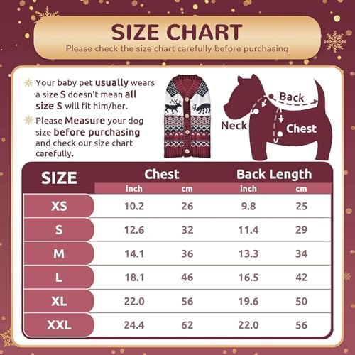 SKXEO Hund Weihnachten Pullover V-Ausschnitt gestrickt Welpe Pullover Weste Rentier Haustier Kleidung Outfit für kleine mittlere große Hunde Katze Pullover(Rentier Pullover,S)