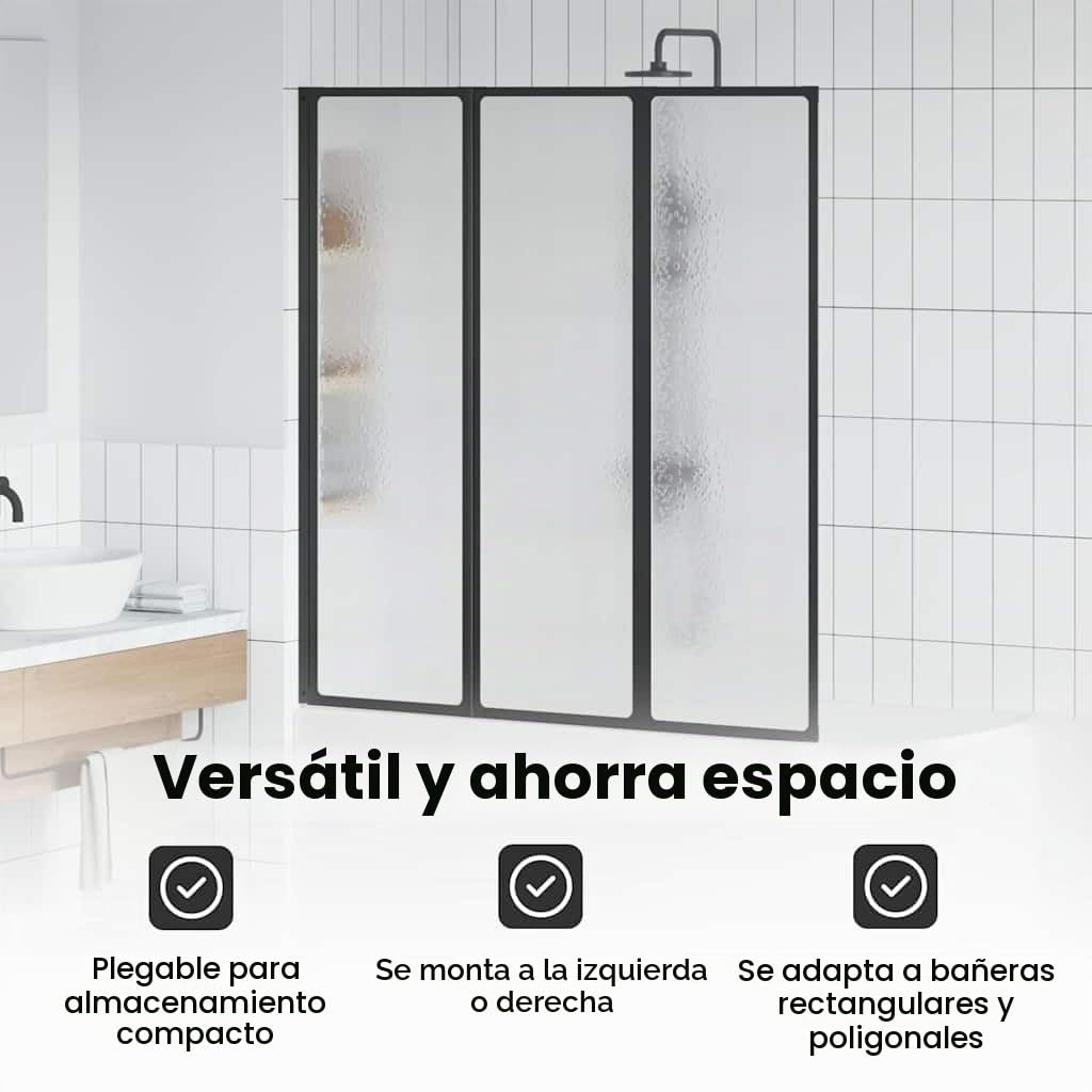 vidaXL Mampara de Ducha Negro 132 x 2 x 140 cm Aluminio y PP, Baño, Panel Rectangular, Moderno, Divisor de duchas, Estructura compacta, Flexible y Ahorra Espacio