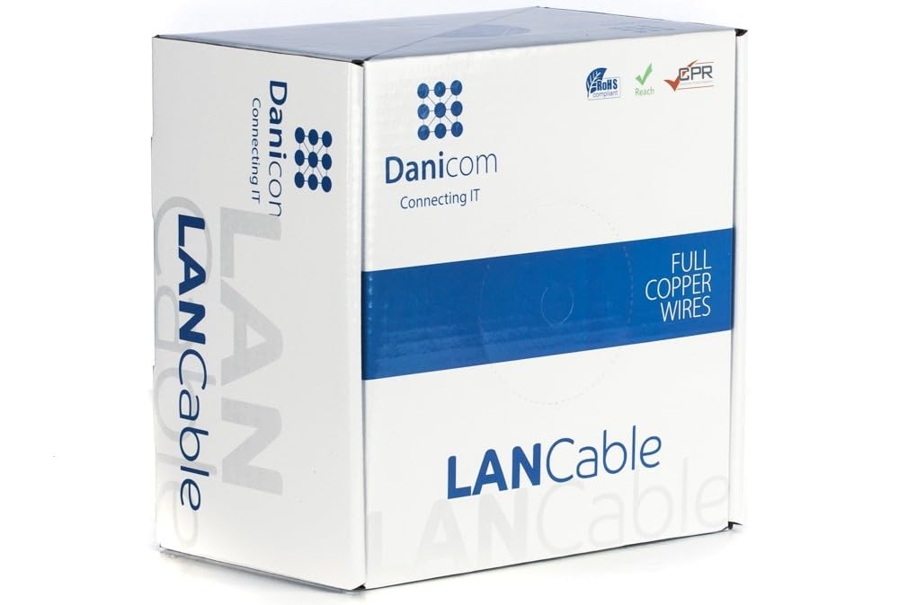 CAT6A S/FTP 100m - LSZH (Fca) | POE, Ethernet, LAN, cable de conexión, cable de datos, RJ45 – para armarios de servidores, conmutadores, routers, módems