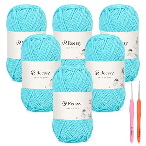 Image of Skinny Chenille Yarn for Crocheting - 6 Pack of 50g /158yd (948yd Total) - Soft Matte Thin Chenille CYC #2 - Fine Weight Baby Yarn for Plush Toys, Baby Blankets & Small Crafts(Slate Blue)