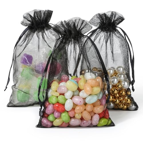 Image of Hopttreely 50pcs Organza Bags - 4x4.72inch(10x12cm) Drawstring Jewelry Favor Pouches for Wedding, Party, Festival & Gift