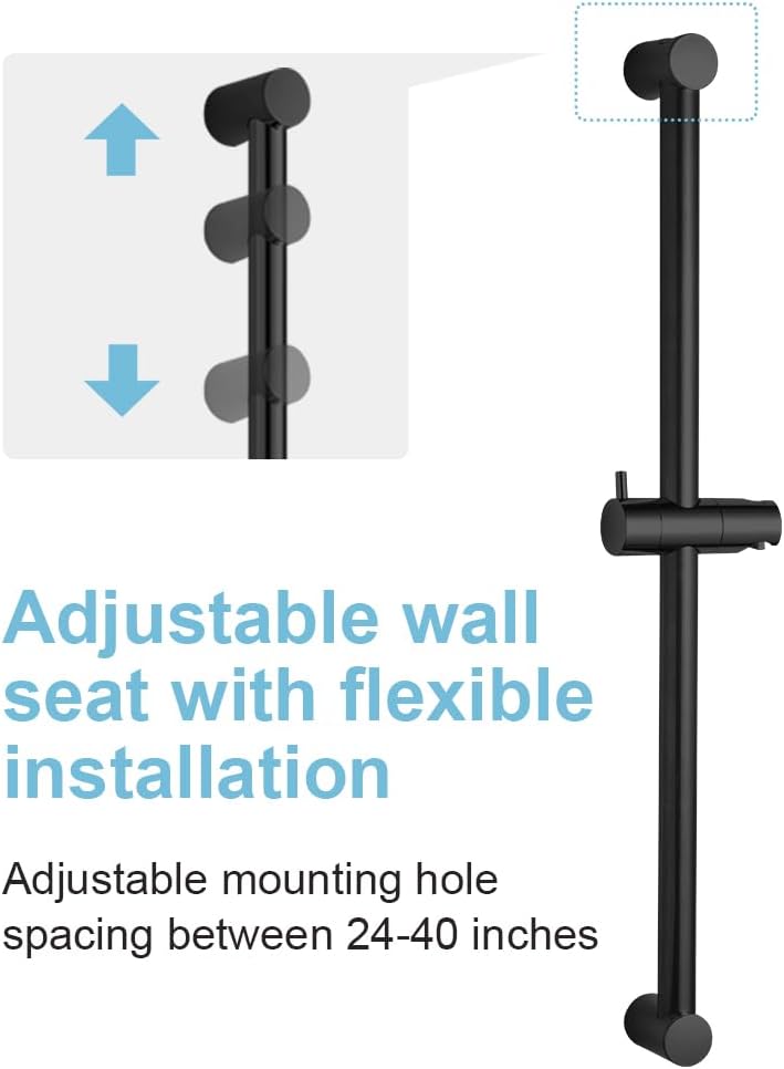 offo shower slide bar 32 in adjustable installation distance 16-31 in with 360° adjustable handheld shower head holder for bathroom, screw wall mounted, matte black 32 in matte black