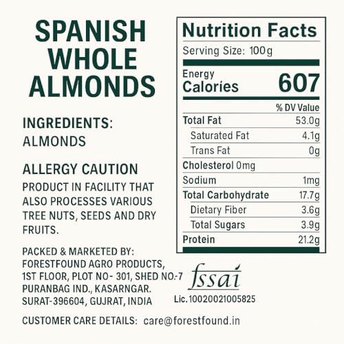 Image of Forest Found Dry Fruits Combo Spanish Almonds Greek Seedless Golden Raisins | Raw Badam & Kismis Mix | High Protein Snack for Fitness & Weight Management | Daily Nutrition (Pack 1kg -Each 500g)