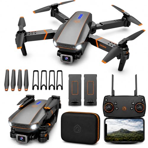 Image of Drone with Dual 4K Camera for Adults | WiFi FPV RC Quadcopter with Camera | Live Video, Altitude Hold, 360 Flip, Headless Mode, One Key Takeoff & Carry Case for Kids and Adults (Black and Orange)