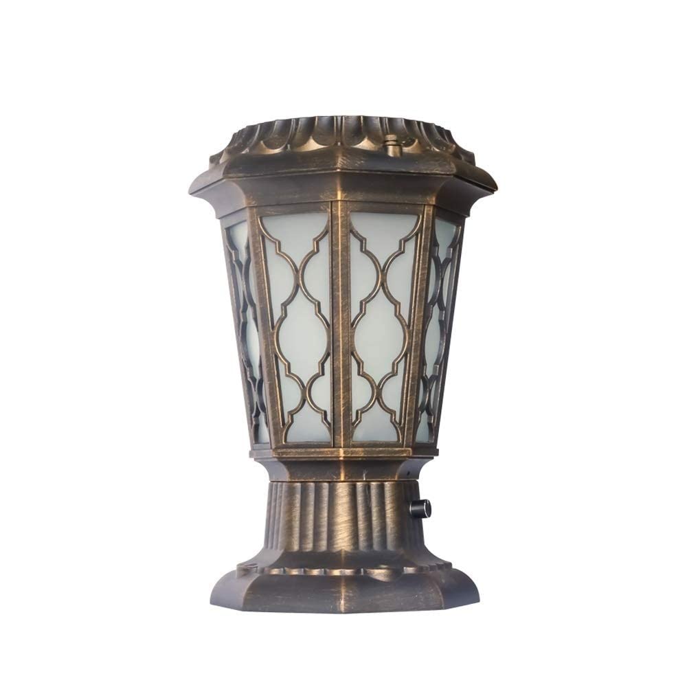 Lampe solaire rétro en bronze et aluminium antique étanche pour jardin