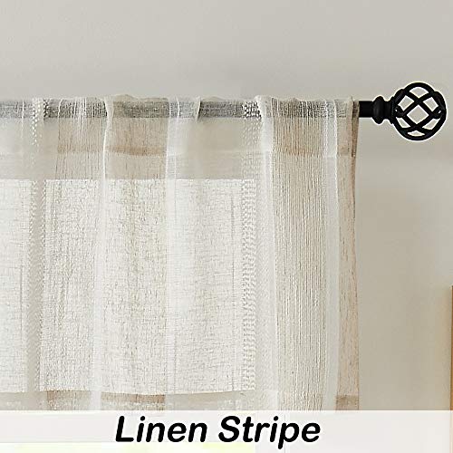 Rideau semi-transparent beige Central Park rayures verticales 54X15 cm - 4