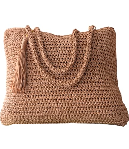 Bolsa de Crochê de Fio Náutico, Sacola de Praia