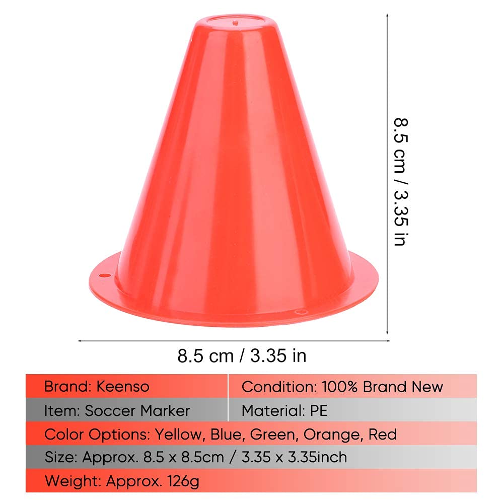 Keenso 10 Pezzi di marcatori di Calcio, Set di marcatori di Calcio(Rosso)