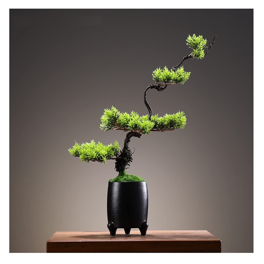 HCZKIUJY Artificial Bonsai Tree Simulation Artificial Bonsai Tree Fake Plant Decoration Potted Artificial Housepplant Welcome Pine for Desktop Zen Garden Home Decor Fake Plant Decoration