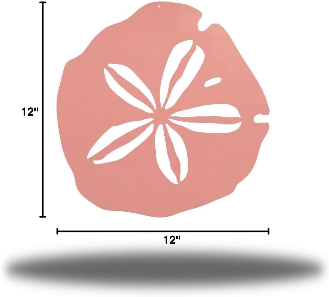 Riverside Designs Coastal Sand Dollar Ocean Beach Metal Art Steel Wall Décor (Pink, 12" L x 12" W)
