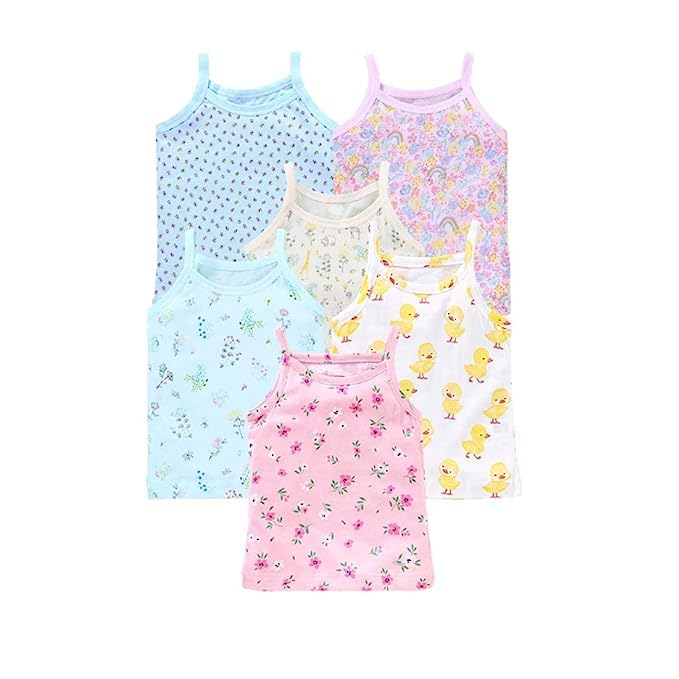 Baby Girls Sleevless Printed Cotton Regular Fit Camisole Slips/Vests/Baniyan/Inner Wear, Pack of 6 Baby Girls Sleevless Printed Cotton Regular Fit Camisole Slips/Vests/Baniyan/Inner Wear, Pack of 6