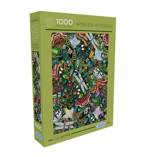 Gibsons & The Art File - Winged Wonders Puzzle 1000 Pièces - Insectes et Papillons Colorés - Dimensions 68 x 49 cm