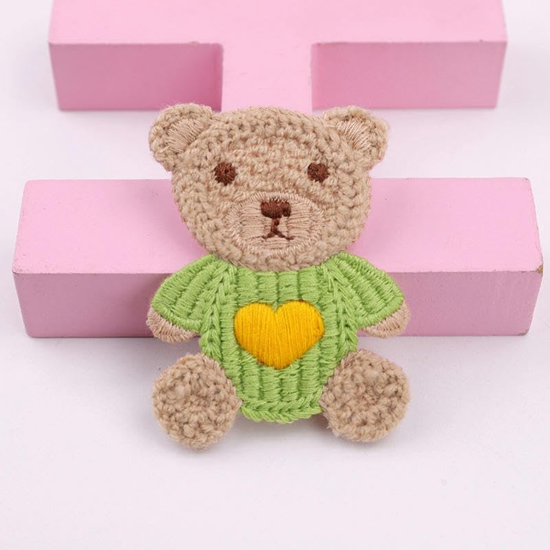 Naszywka haftowana 6,5 * CM 30 SZTUK Cartoon Bear Ręcznie robione szydełkowe aplikacje Szydełkowe naszywki kwiatowe Małe haftowane Aplikacje do prasowania na odzież(Pink)