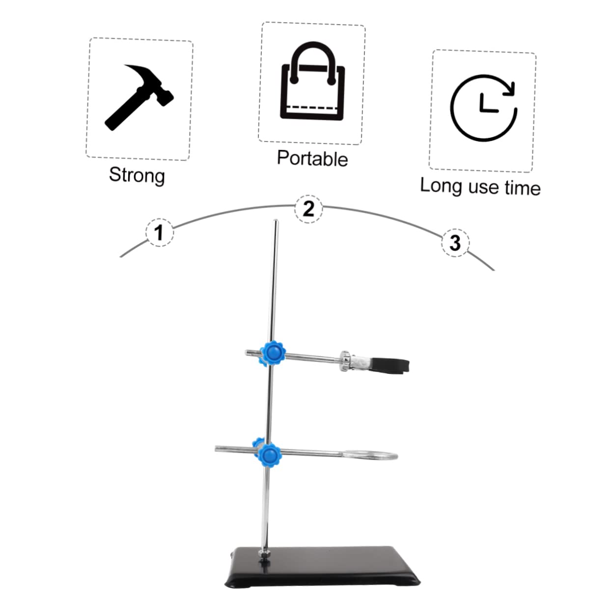 Support Comparateur et Collier de Serrage Métallique en Fer pour Laboratoire Plusieurs styles Tige de Support pour Expériences Chimiques Précises