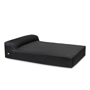 K9 Ballistics Tough Ripstop Giant 7" Thick Bolster Orthopedic Bed for Big XL Dogs and Heavy Breeds with Soft Headrest & Durable, Removable Machine Washable Cover - X Large, Obsidian Black