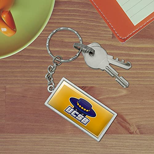 UC Santa Barbara Chrome Plated Metal Rectangle Logo Keychain