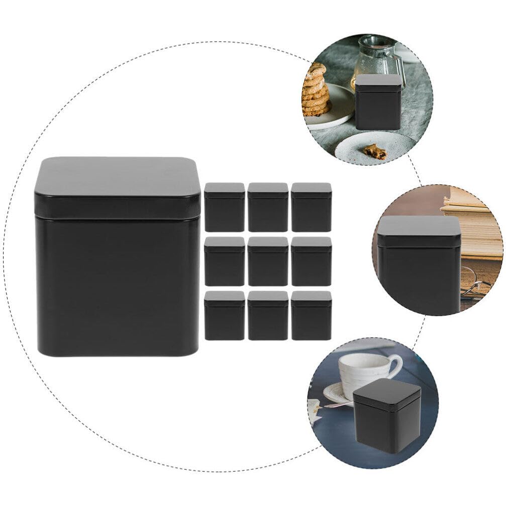 UPKOCH Teedose 10 Stück Quadratische Schwarze Metalldosen Teedosen Kanister Kleine Teedose Mit Deckel Leere Boxen Behälter Für Losen Tee Kaffeebohnen Nüsse Süßigkeiten-Behälter