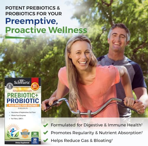 Bioschwartz BIO-PREPRO-GS-1 Prebiotics And Probiotic With Whole Food Enzymes For Adults Women & Men - Probiotics Lactobacillus Acidophilus - Digestive Health Capsules Shelf Stable Supplement thumb #3