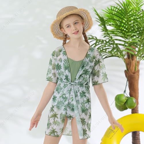 Funnycokid Girls One Piece Swimsuit with Cover Up Bathing Suit Swim Set Kids 6-12 Years3