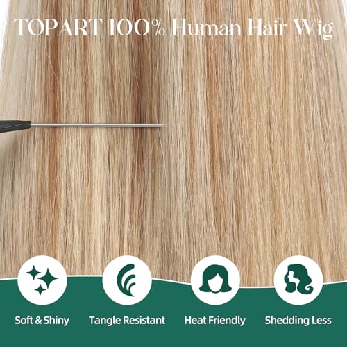 Image of 5x5 Lace Front Wigs for women,Human Hair Blonde Straight Glueless with Free Part & Pre Plucked Natural Hairline 16 Inch（Blonde Mixed Brown）