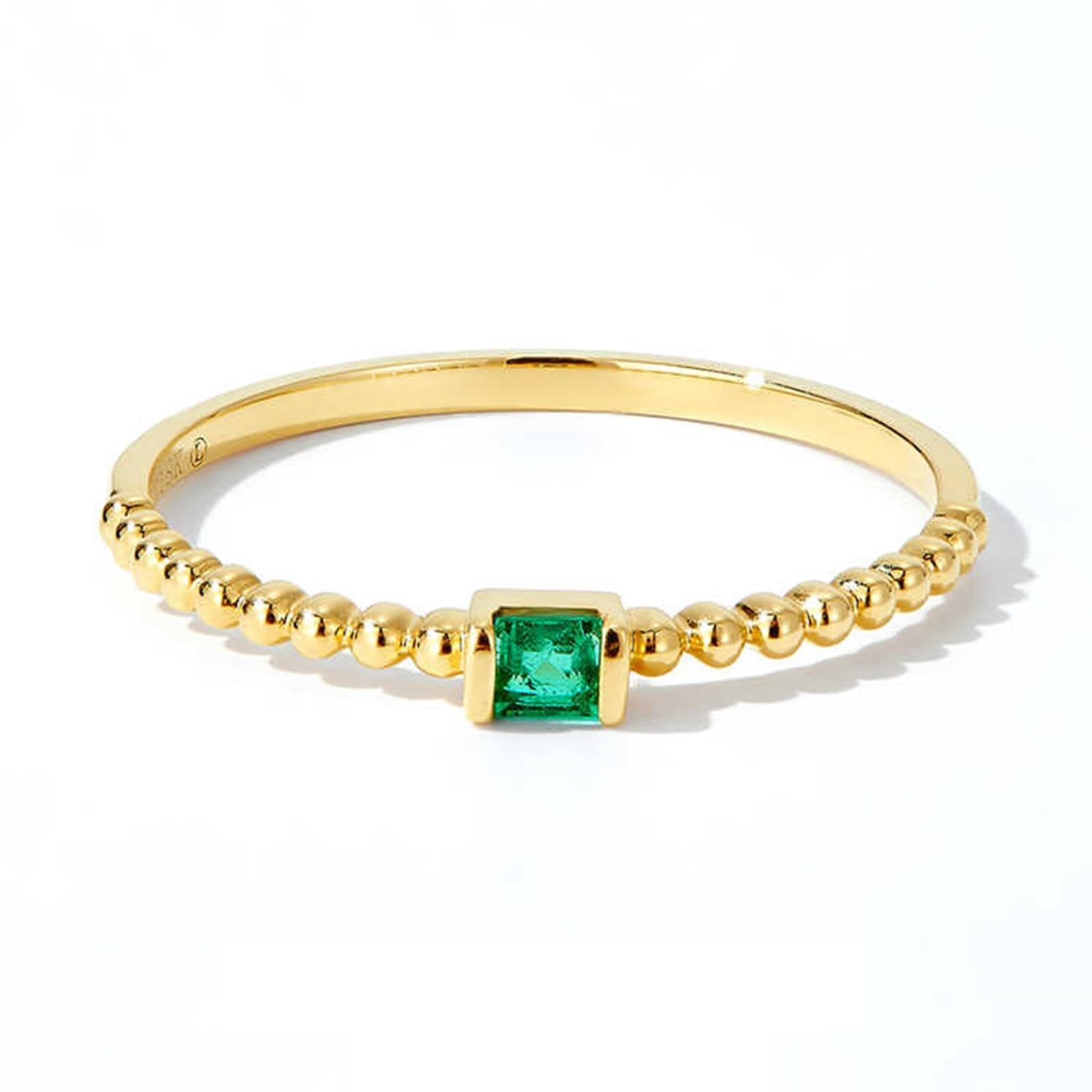 0,05 ct Esmeralda Anillos Mujer Dorado Elegantes Anillos de Boda Real Anillo de Boda Anillos de Oro Real para Mujeres
