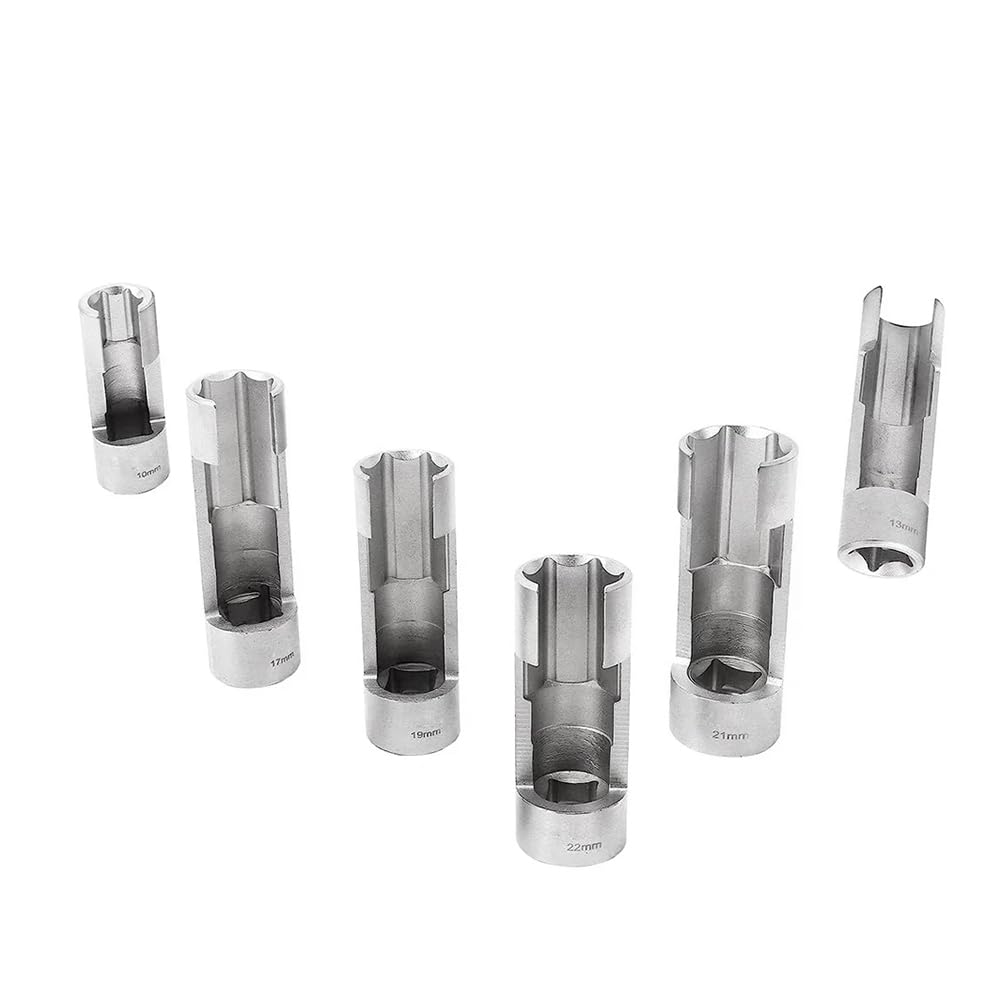 Loufy Outil de Réparation Hexagonal en Acier Chrome Vanadium Argenté à Douille Fendue pour le Démontage de la Sonde à Oxygène sur Tuyau D' de Vidange