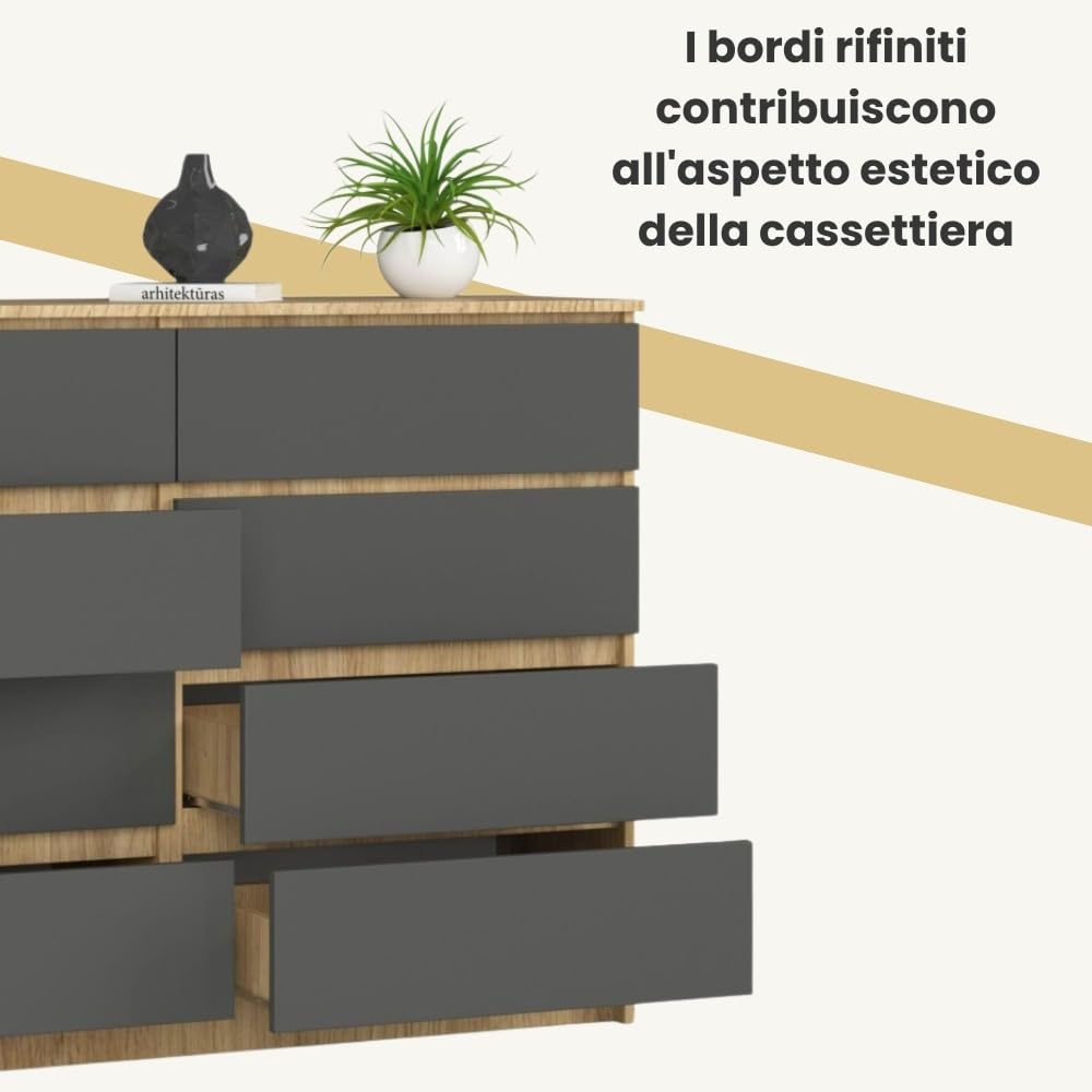 Cassettiera AKORD 8 Cassetti 140cm - Mobiletto Moderno Per Camera - Foto 6