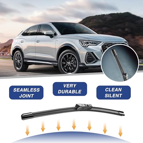 Image of 24 inch+18 inch Water Repellent Windshield Wiper Blades Replacement for Mazda CX-5 CX5 CX-9 CX9 2023 2022 2021 2020 2019 2018 2017 Silicone Automotive Replacement Windshield Wiper Blades(Top Lock)