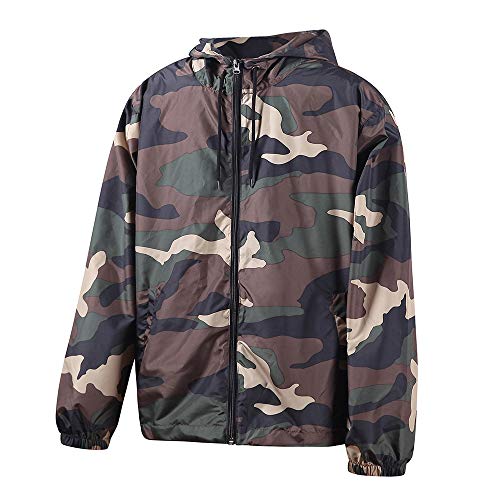 Beautiful Giant Men's Camouflage Print Hunting Hoodie Windbreaker Jacket(XL,Camo)