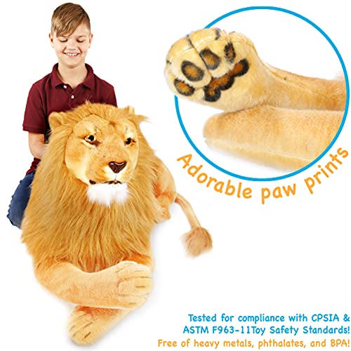 Viahart Lasodo The Lion - 39 Inch (Tail Measurement Not Included) Big Stuffed Animal Plush Cat - By Tiger Tale Toys #TOP3