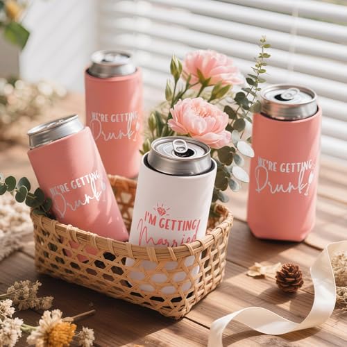 Image of 12 Pcs Bachelorette Party Can Coolers, Neoprene Insulated Can Sleeves Drink Holders for Bridal Shower Decorations, Bachelorette Party Favors for Bride Bridesmaid Gifts, Slim
