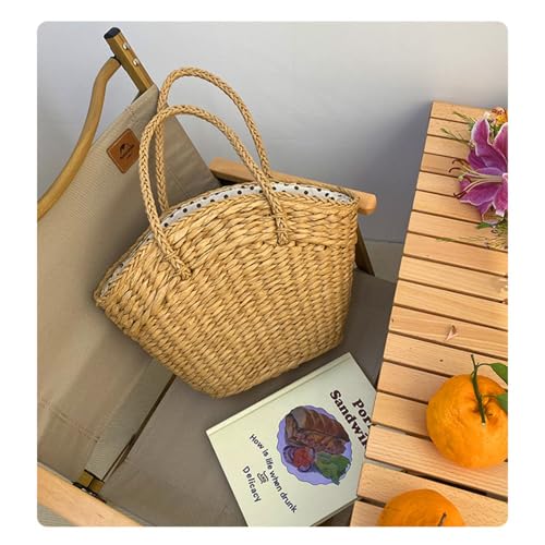 Bolso Tote grande tejido a mano con forro de lunares miniatura 6