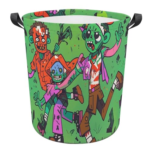 Panier à linge pliable et imperméable pour chambre : bac à linge compact style zombies - 2