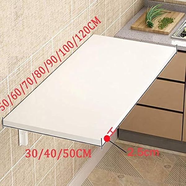 Wandgemonteerd klaptafelbureau, eenvoudig zwevend opvouwbaar laptopbureau, opklapbaar computerbureau, voor dineren, studeerkamer, keuken, diner, wasplaats, bar enz. (Grijs 50x30cm) (Geel 120x40cm)